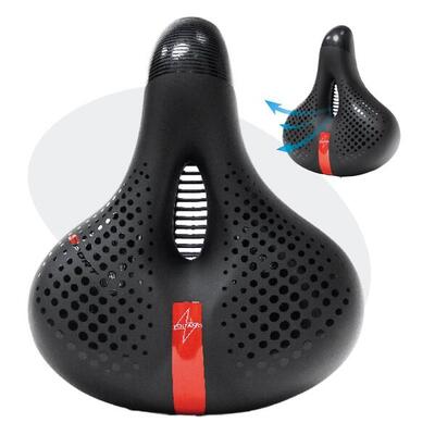 Voltano gel flow fietszadel - met uitsparing - zwart / rood - unisex