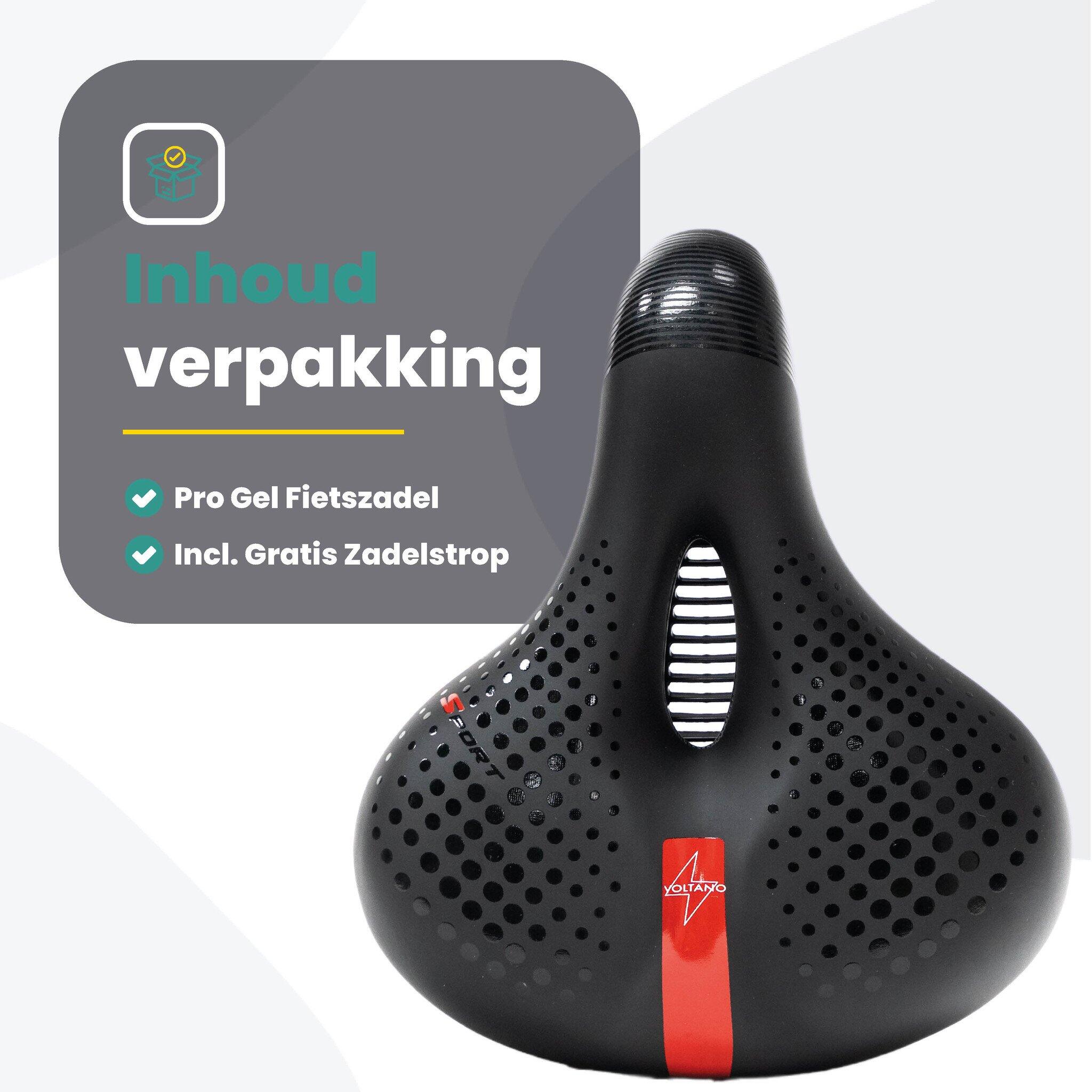 Voltano Gel Flow Fietszadel - Met Uitsparing - Zwart / Rood - Unisex 2/7