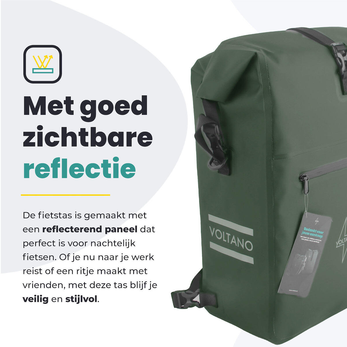 Fietstas voor Toerfietsen van het merk VOLTANO - Unisex - Kleur GROEN -  - 28 6/7