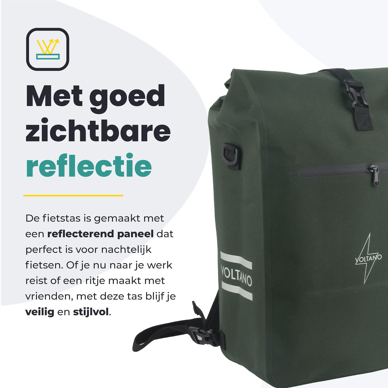 Fietstas voor Toerfietsen van het merk VOLTANO - Unisex - Kleur GROEN -  - 28 6/7