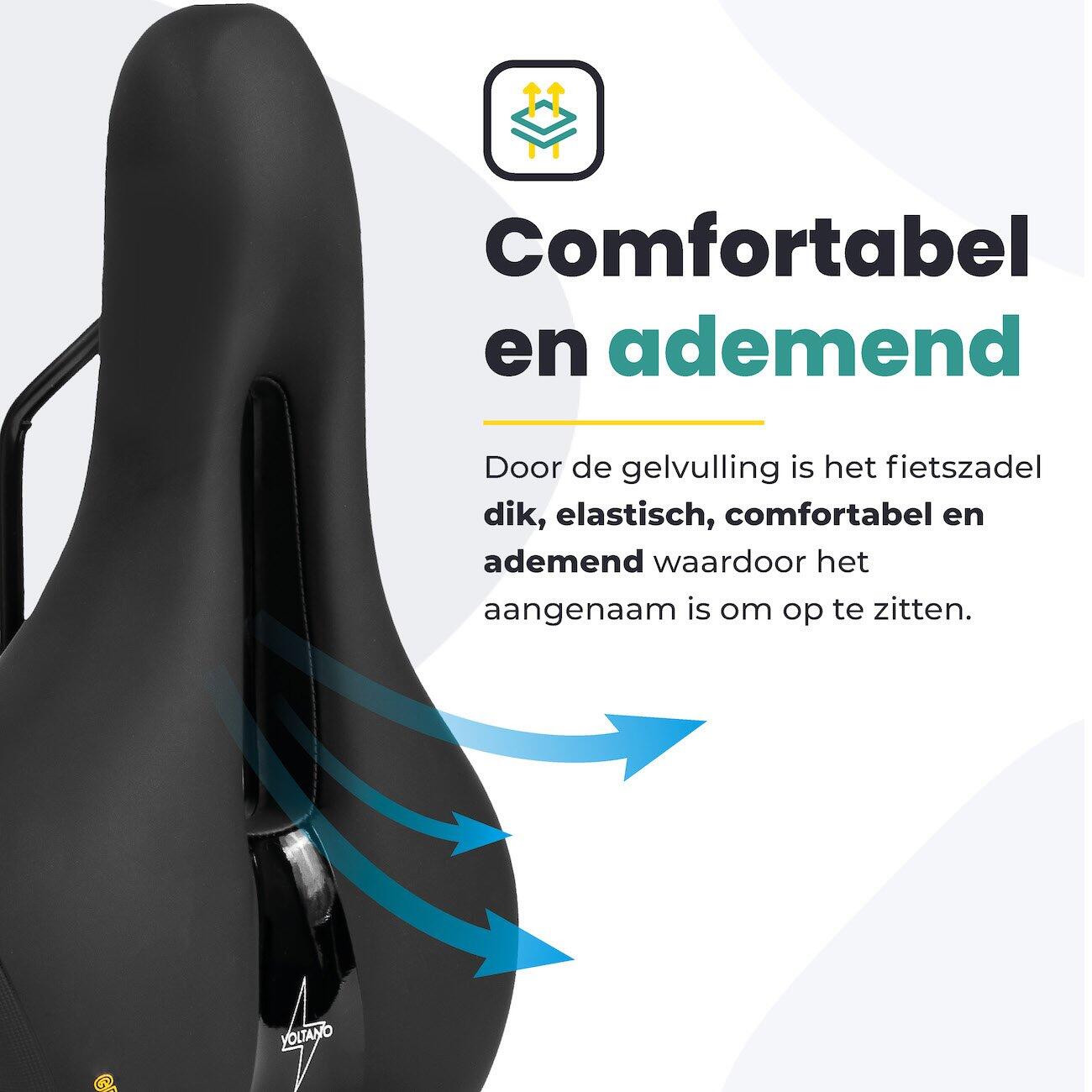 Voltano Fietszadel Elegance - Zwart - Trekking Gel Zadel - Heren 6/7