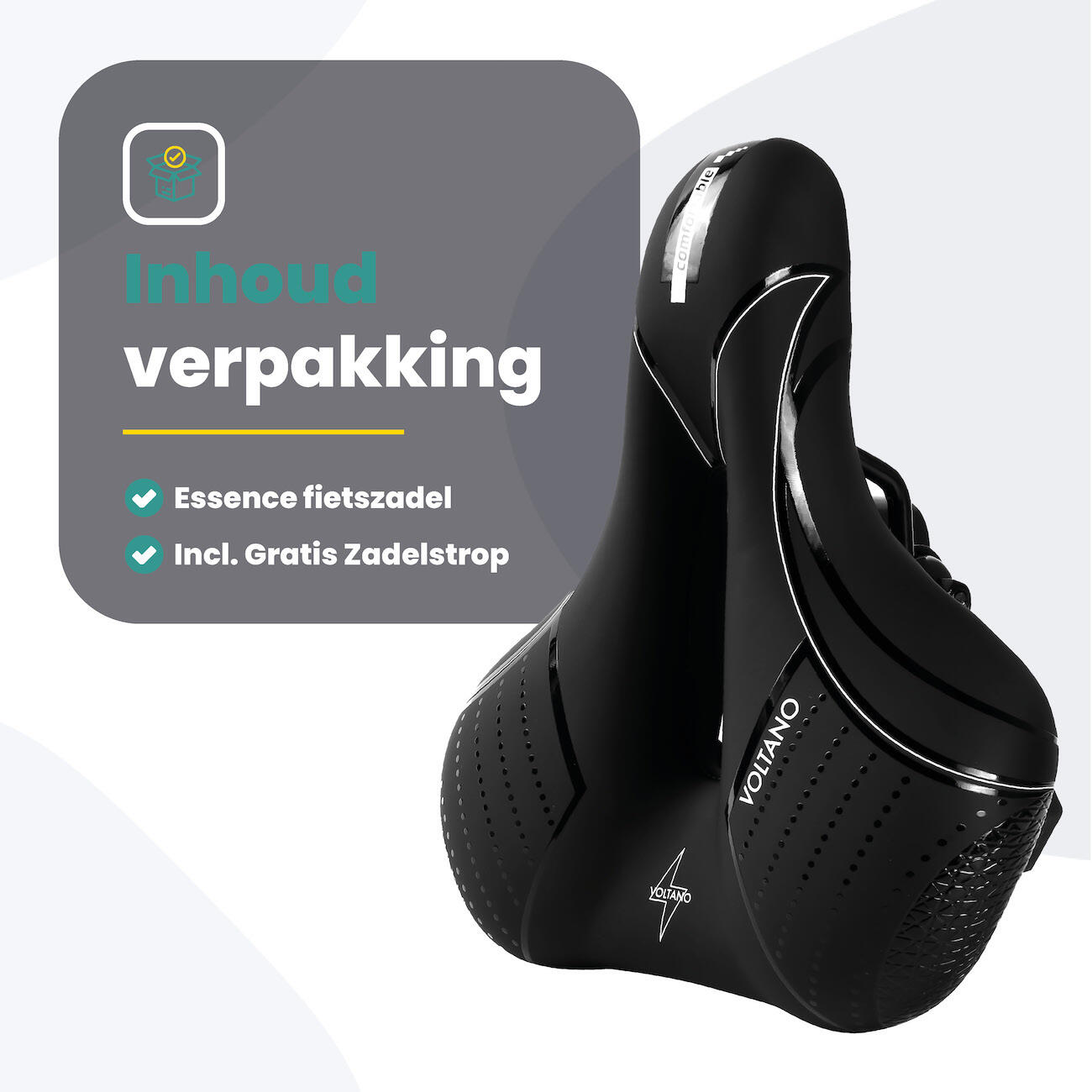 Voltano Fietszadel Essence - Zwart - Unisex - Breed - Gel Zadel 5/7