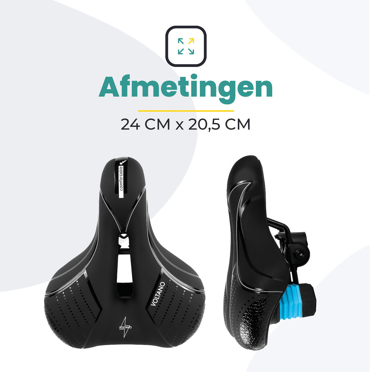 Voltano Fietszadel Essence - Zwart - Unisex - Breed - Gel Zadel 7/7