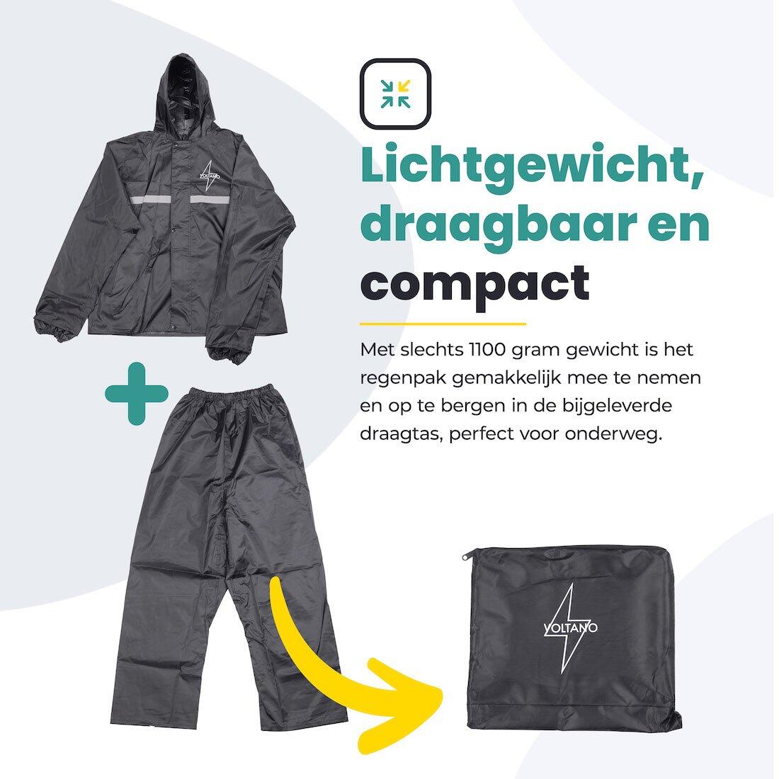 Voltano Regenpak Met Capuchon - Zwart - Inclusief Draagtas 4/7