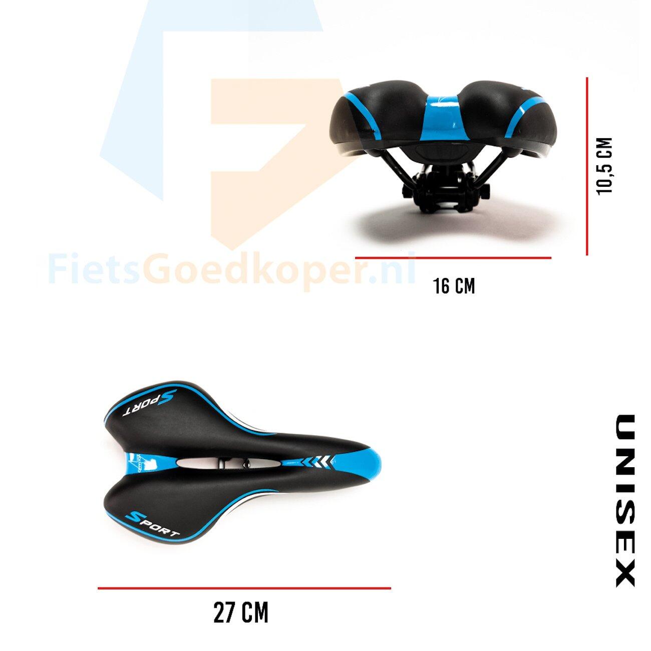 Voltano Sport Fietszadel – Zwart / Blauw - Gel - Trekking Zadel 5/7