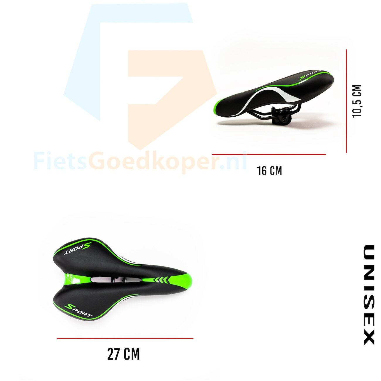 Voltano Sport Fietszadel – Zwart / Groen - Gel - Trekking Zadel 7/7