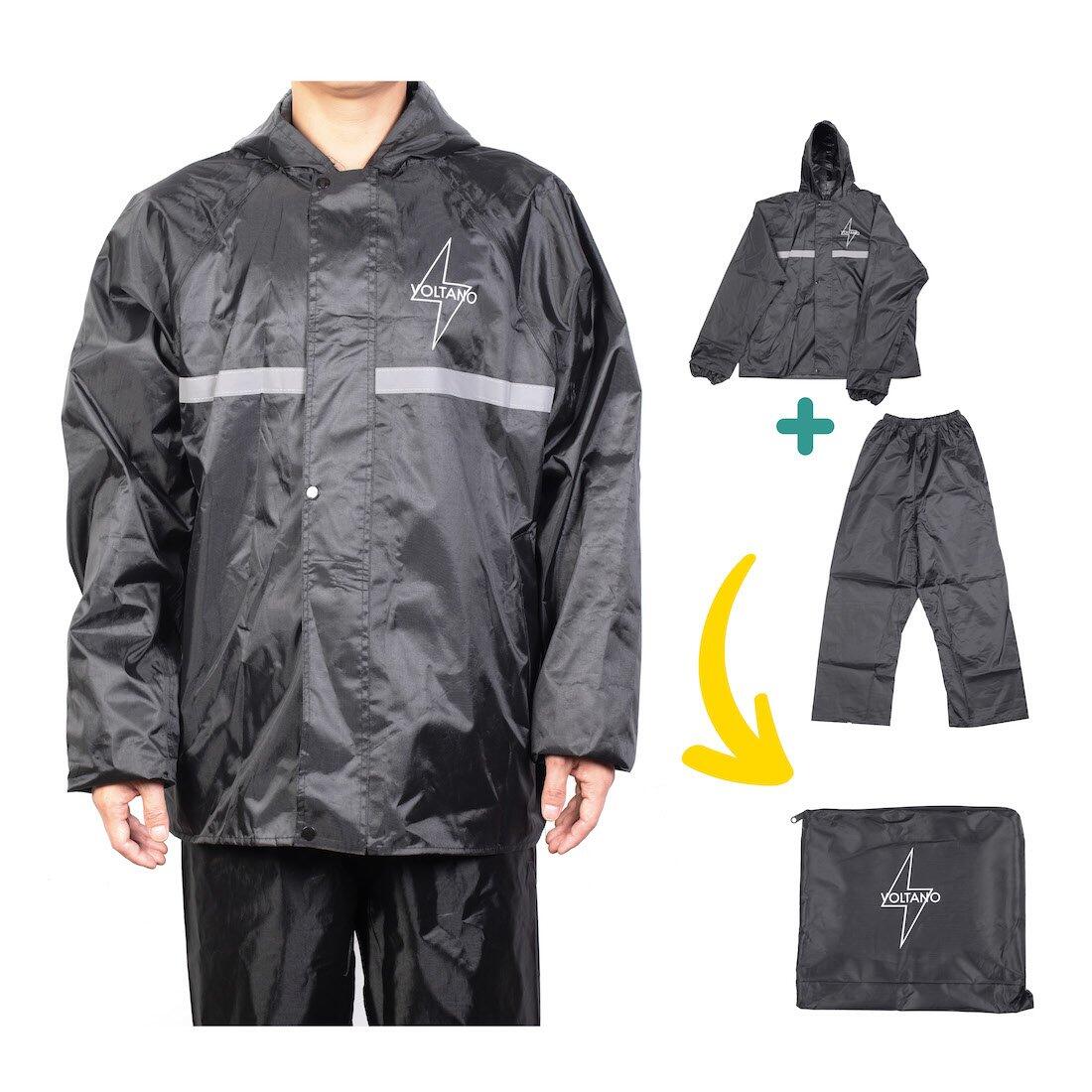 VOLTANO Voltano Regenpak Met Capuchon - Zwart - Inclusief Draagtas