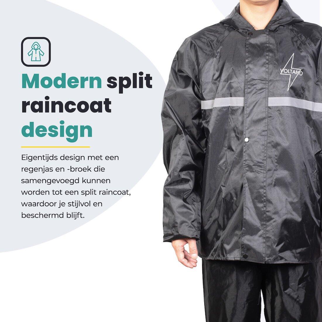 Voltano Regenpak Met Capuchon - Zwart - Inclusief Draagtas 6/7