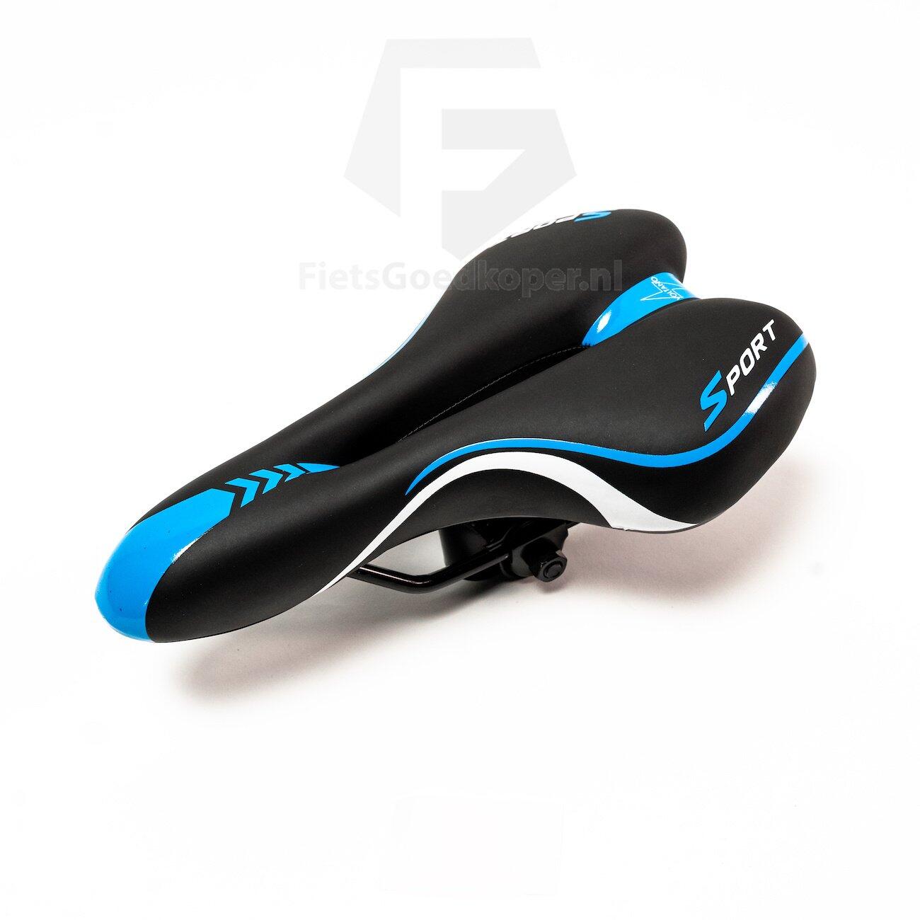 Voltano Sport Fietszadel – Zwart / Blauw - Gel - Trekking Zadel 6/7