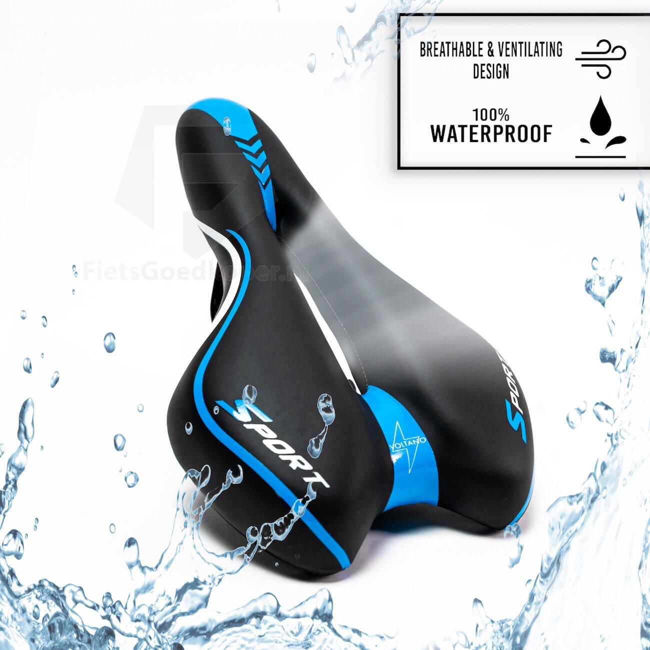 Voltano Sport Fietszadel – Zwart / Blauw - Gel - Trekking Zadel 7/7