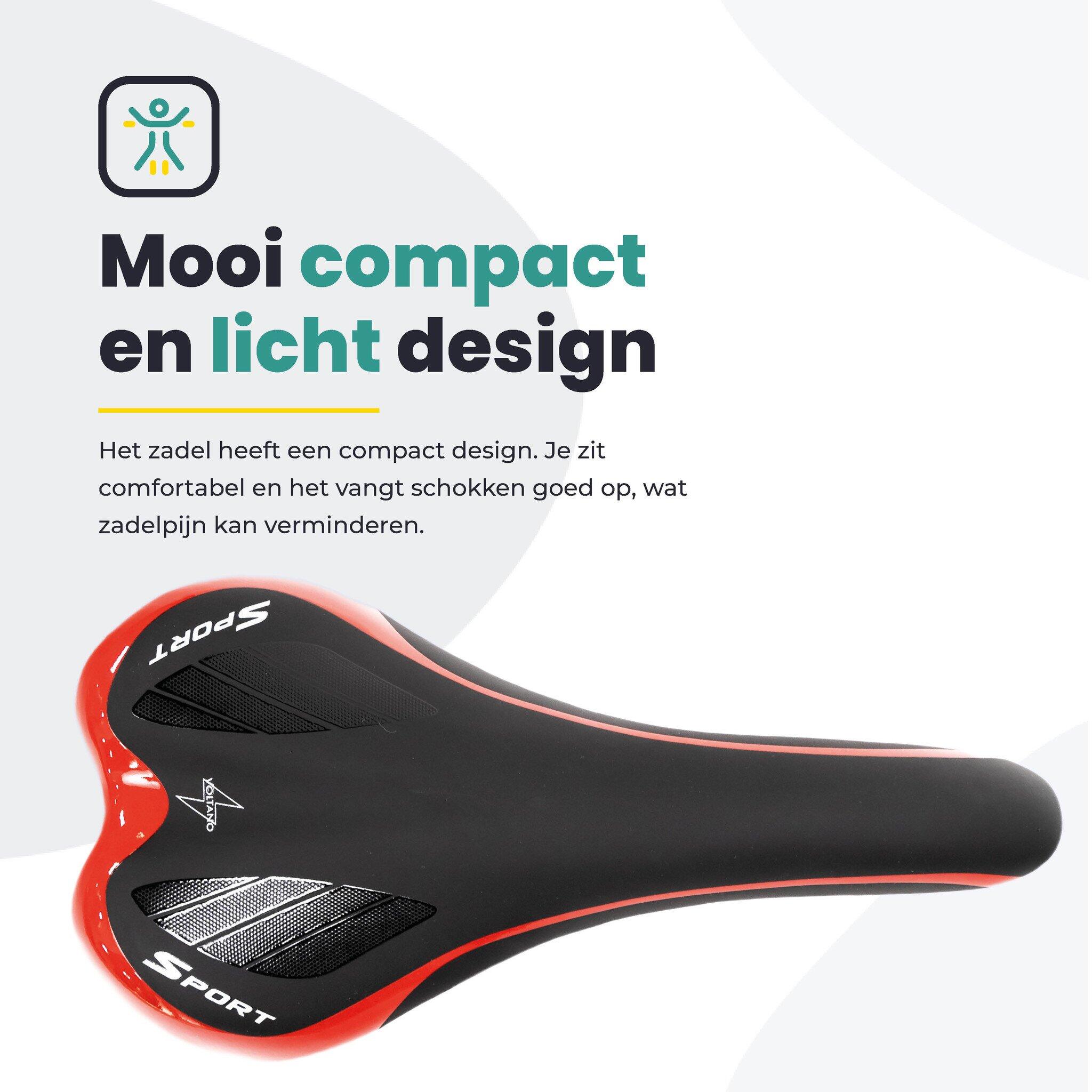 Voltano Race / MTB Fietszadel – Zwart / Rood - Unisex 5/7