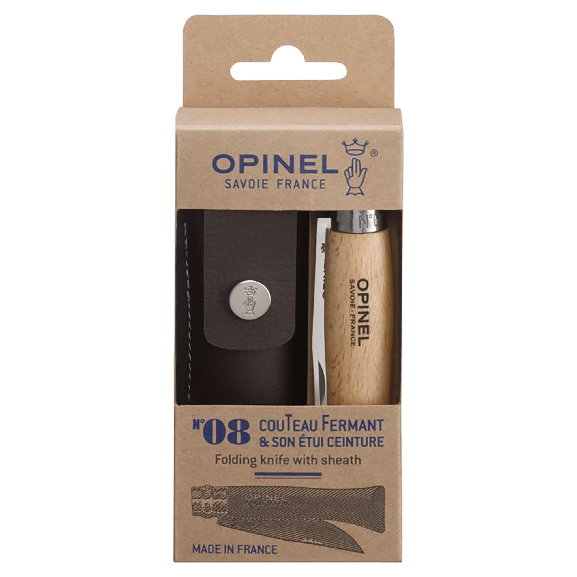 Couteau Opinel N°8 Inox Et Bois De Hetre 4/4