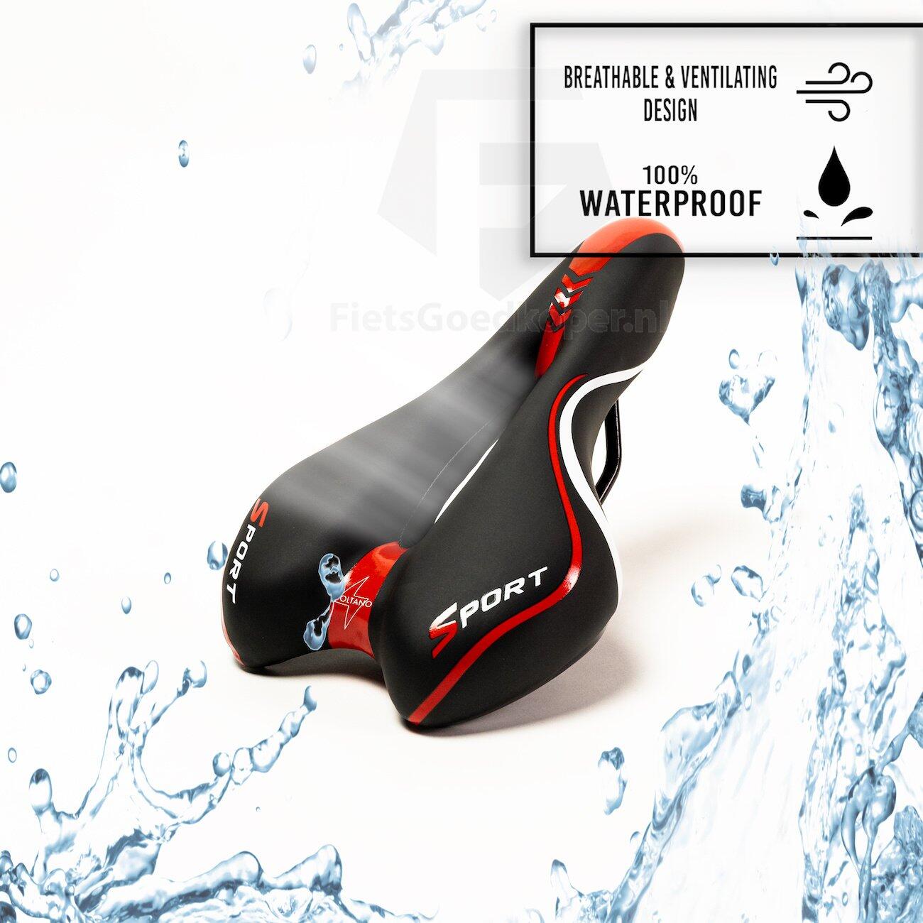 Voltano Sport Fietszadel – Zwart / Rood - Gel - Trekking Zadel 7/7