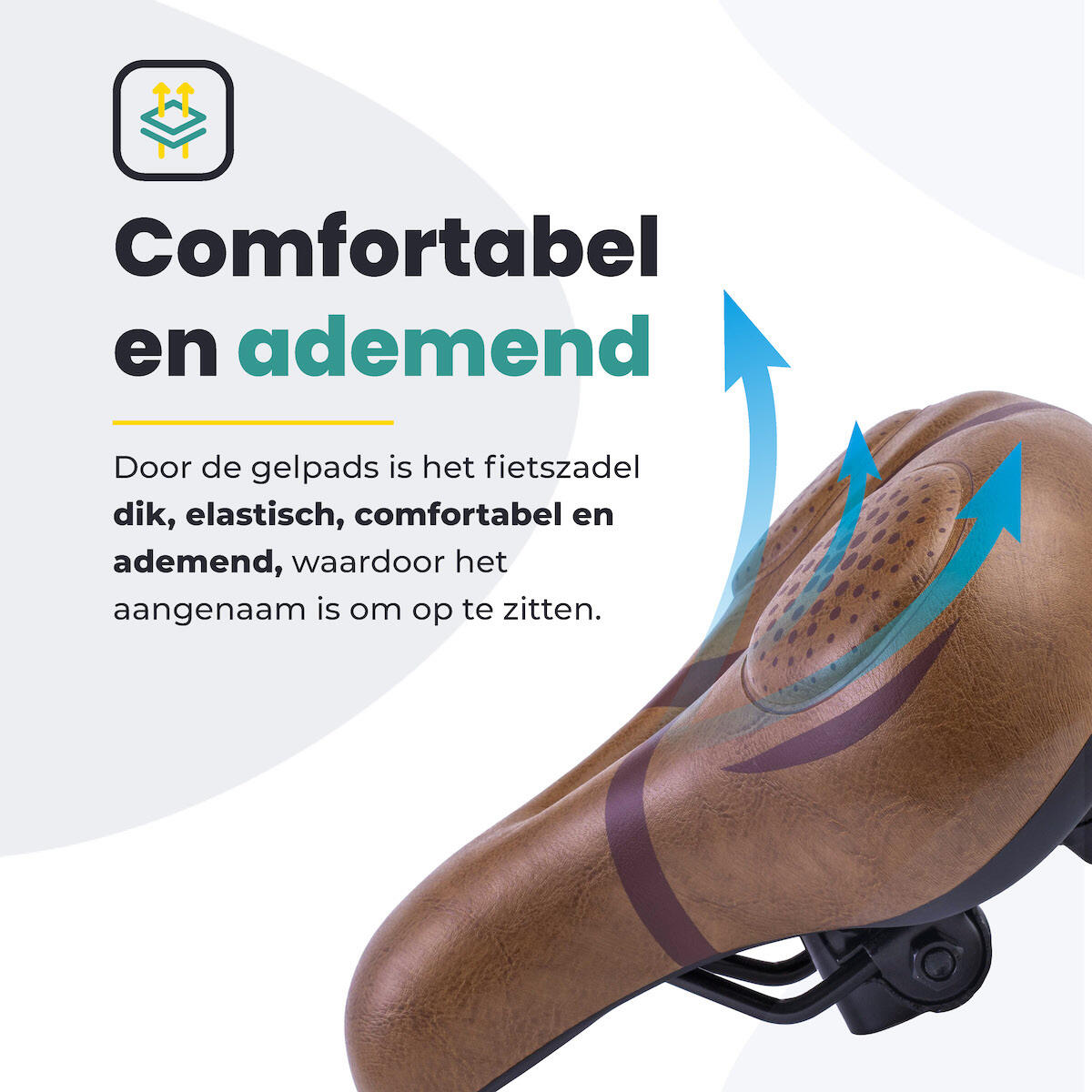 Voltano Fietszadel Met Voorgevormde Gelpads - Bruin 6/7