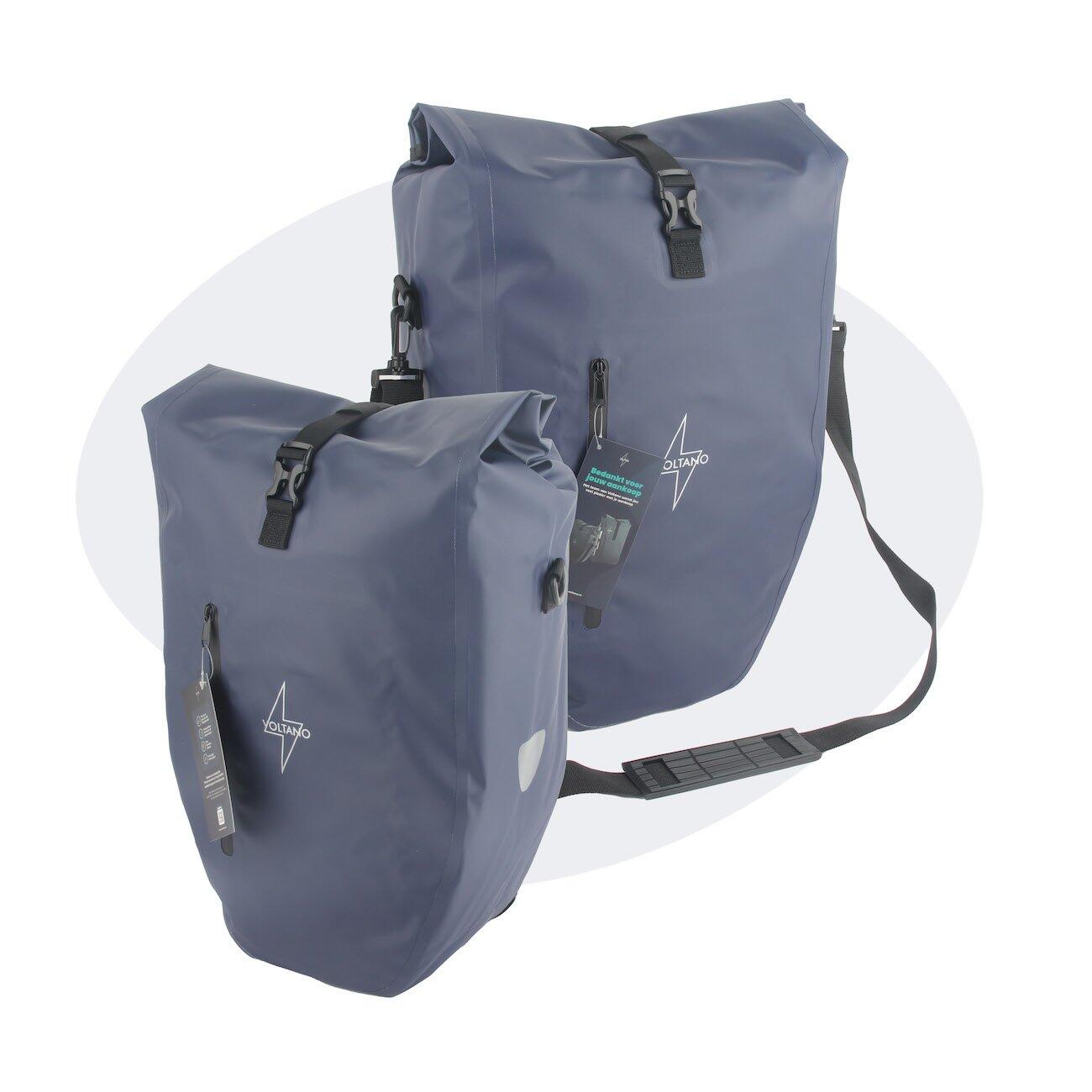 Voltano Luxe Fietstas 28L - Enkele Pakaftas - Marine Blauw - 100% Waterdicht 4/7