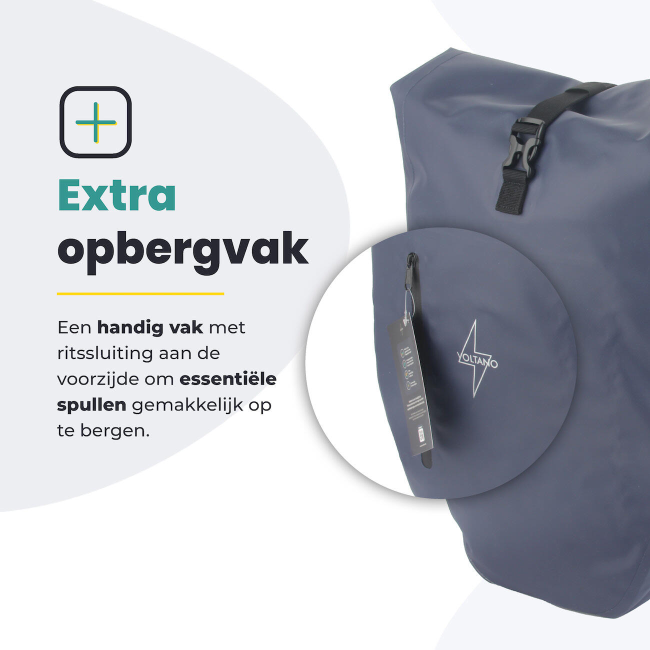 Voltano Luxe Fietstas 28L - Enkele Pakaftas - Marine Blauw - 100% Waterdicht 6/7