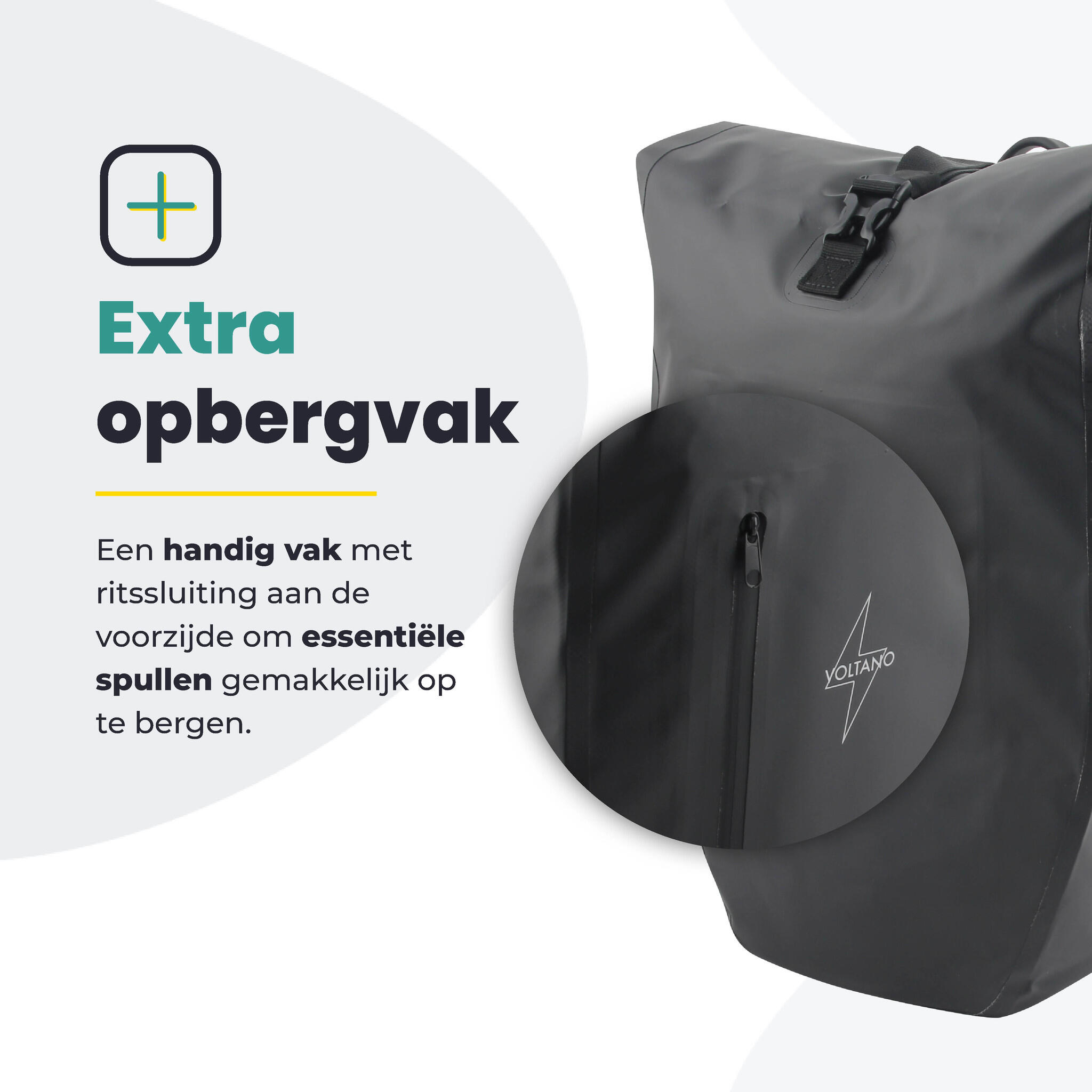 Voltano Luxe Fietstas 28L - Enkele Pakaftas - Zwart - 100% Waterdicht 7/7