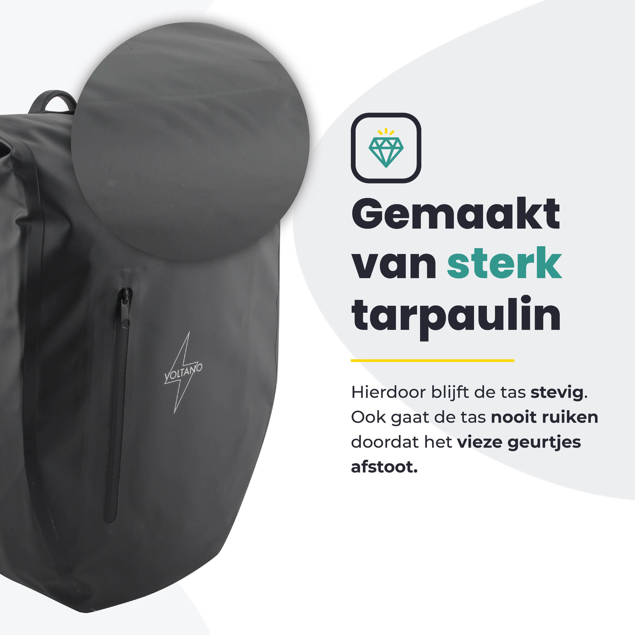 Voltano Luxe Fietstas 28L - Enkele Pakaftas - Zwart - 100% Waterdicht 6/7