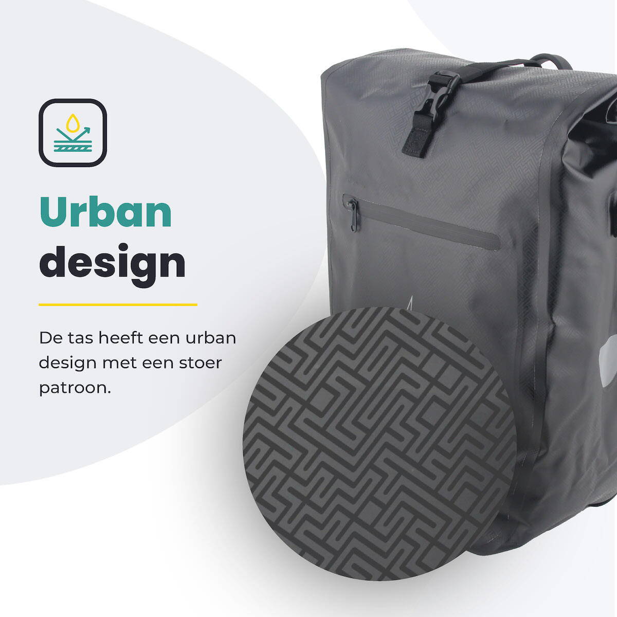 Voltano Luxe Fietstas 28L - Greek Zwart - Enkele Pakaftas - 100% Waterdicht 5/7
