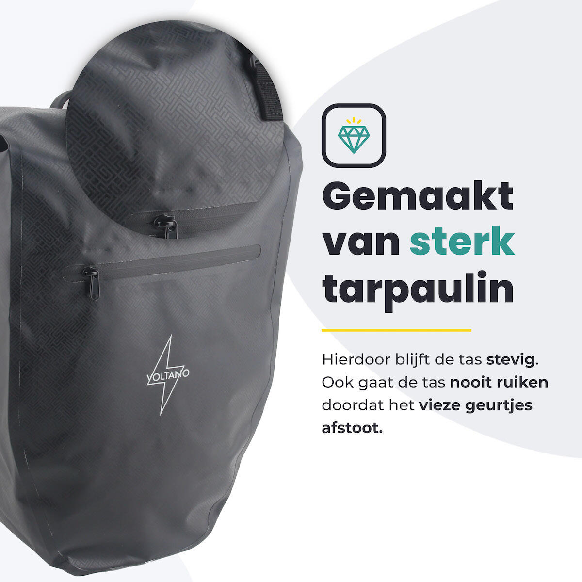 Voltano Luxe Fietstas 28L - Greek Zwart - Enkele Pakaftas - 100% Waterdicht 7/7