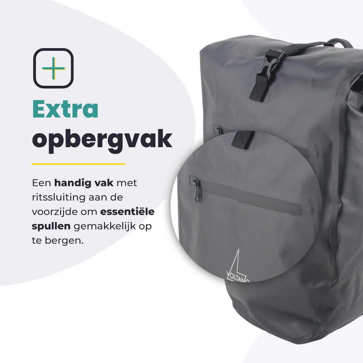 Voltano Luxe Fietstas 28L - Greek Zwart - Enkele Pakaftas - 100% Waterdicht 6/7