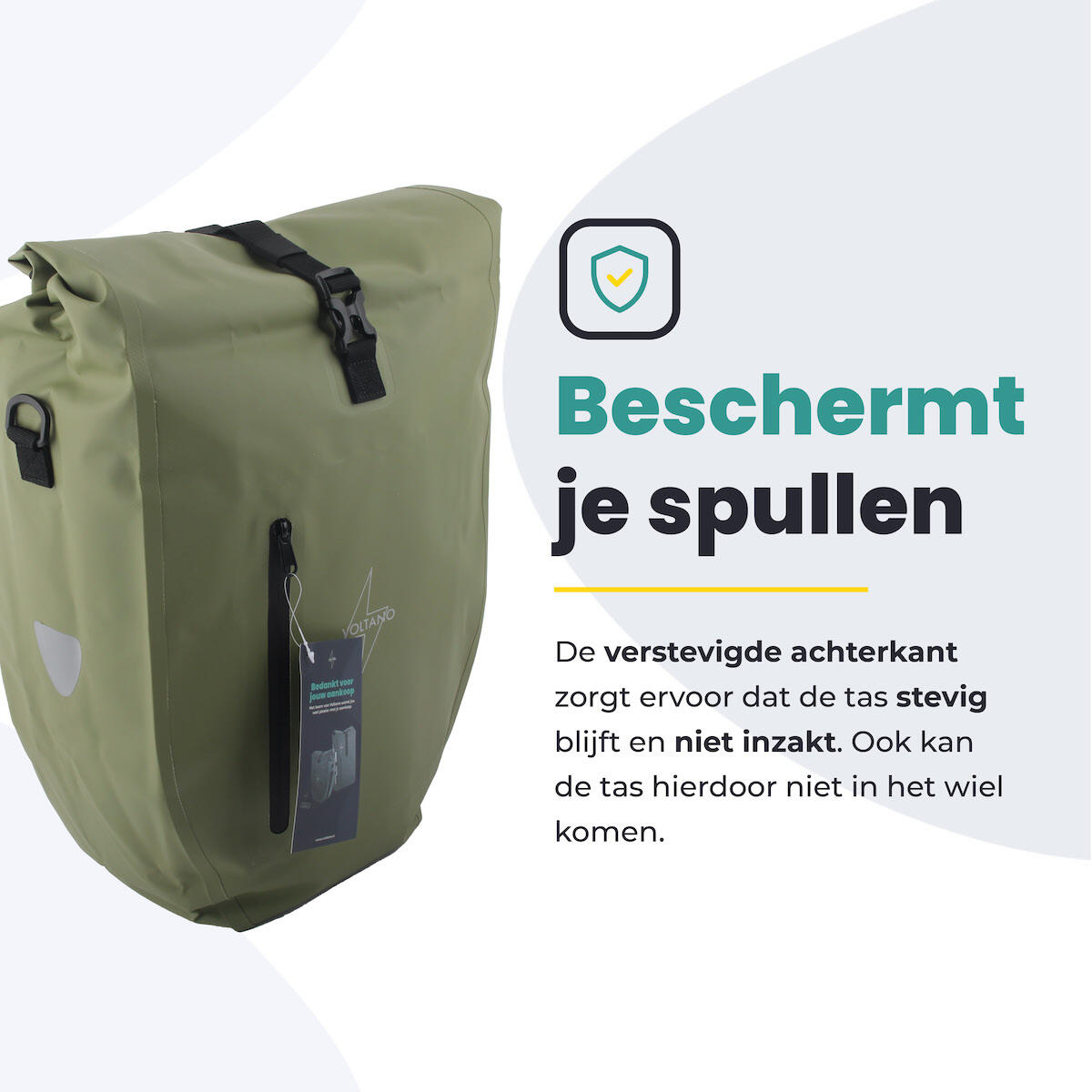 Voltano Luxe Fietstas 28L - Enkele Pakaftas - Mos Groen - 100% Waterdicht 4/7