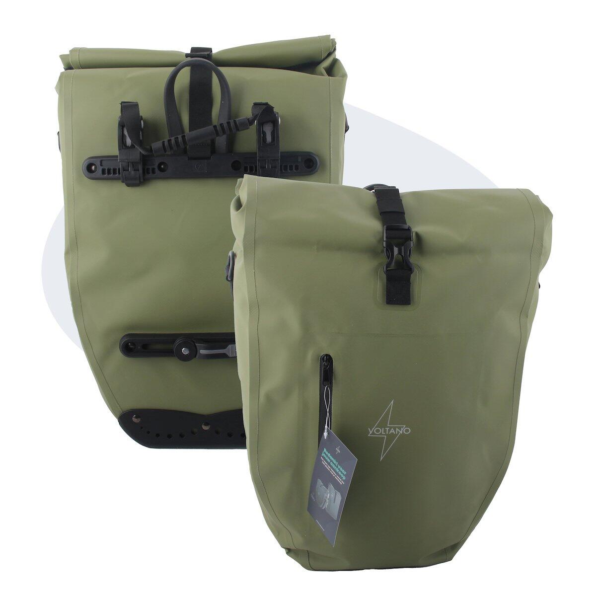 VOLTANO Voltano Luxe Fietstas 28L - Enkele Pakaftas - Mos Groen - 100% Waterdicht