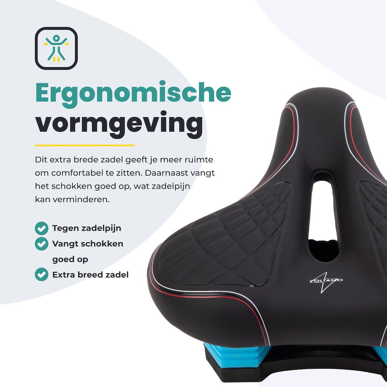 Voltano Zen Fietszadel Met Antislip Gelpads - Zwart / Rood 5/7
