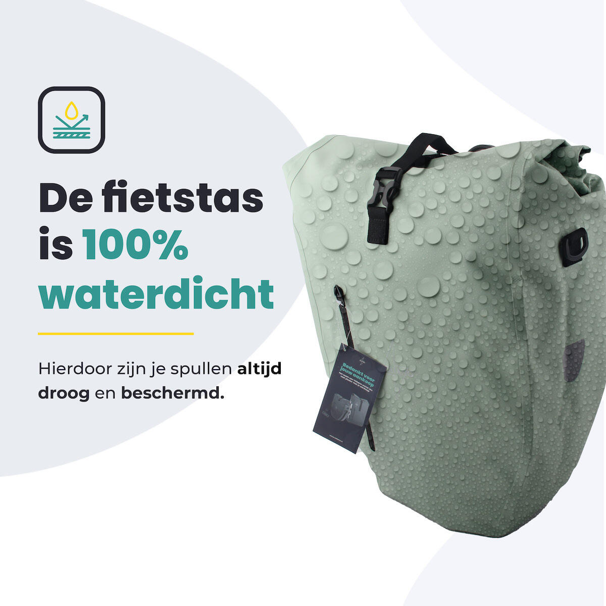 Voltano Luxe Fietstas 28L - Enkele Pakaftas - Mint Groen - 100% Waterdicht 4/7