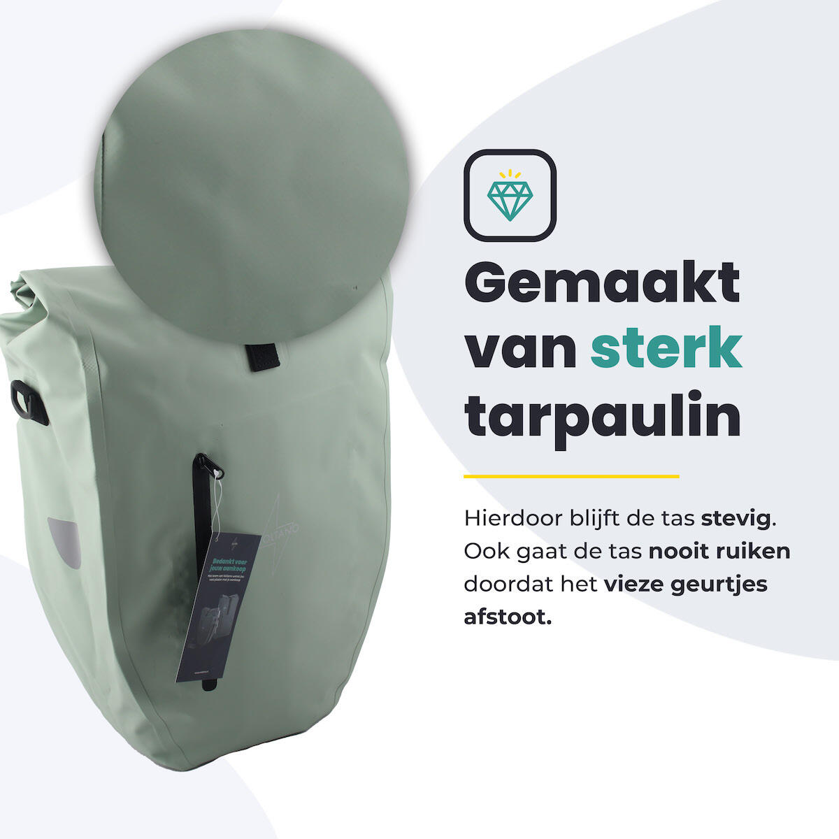 Voltano Luxe Fietstas 28L - Enkele Pakaftas - Mint Groen - 100% Waterdicht 7/7