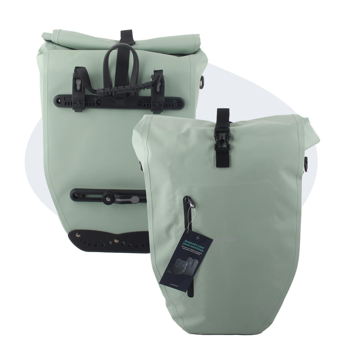 VOLTANO Voltano Luxe Fietstas 28L - Enkele Pakaftas - Mint Groen - 100% Waterdicht