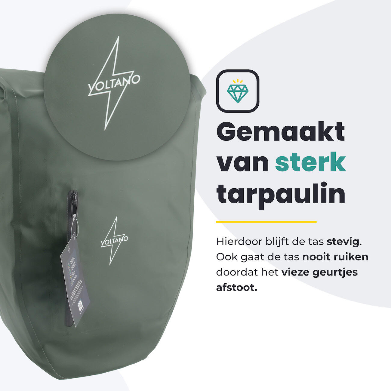 Voltano Luxe Fietstas 28L - Enkele Pakaftas - Olijf Groen - 100% Waterdicht 7/7