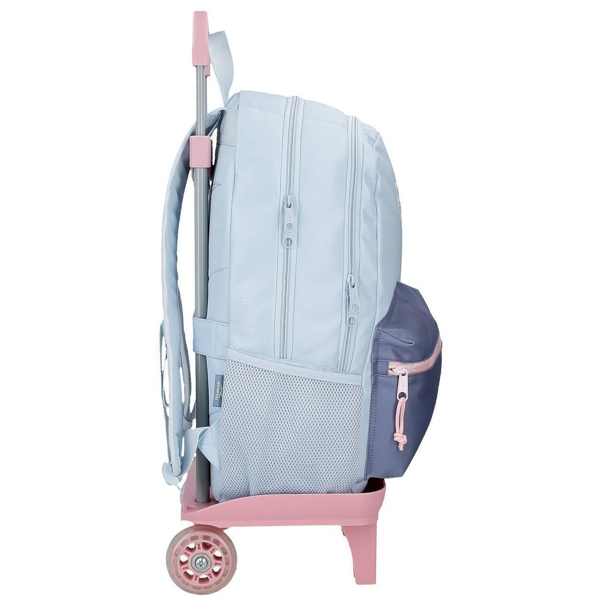 Mochila escolar  con carro Reebok Andrew 44cm Azul claro