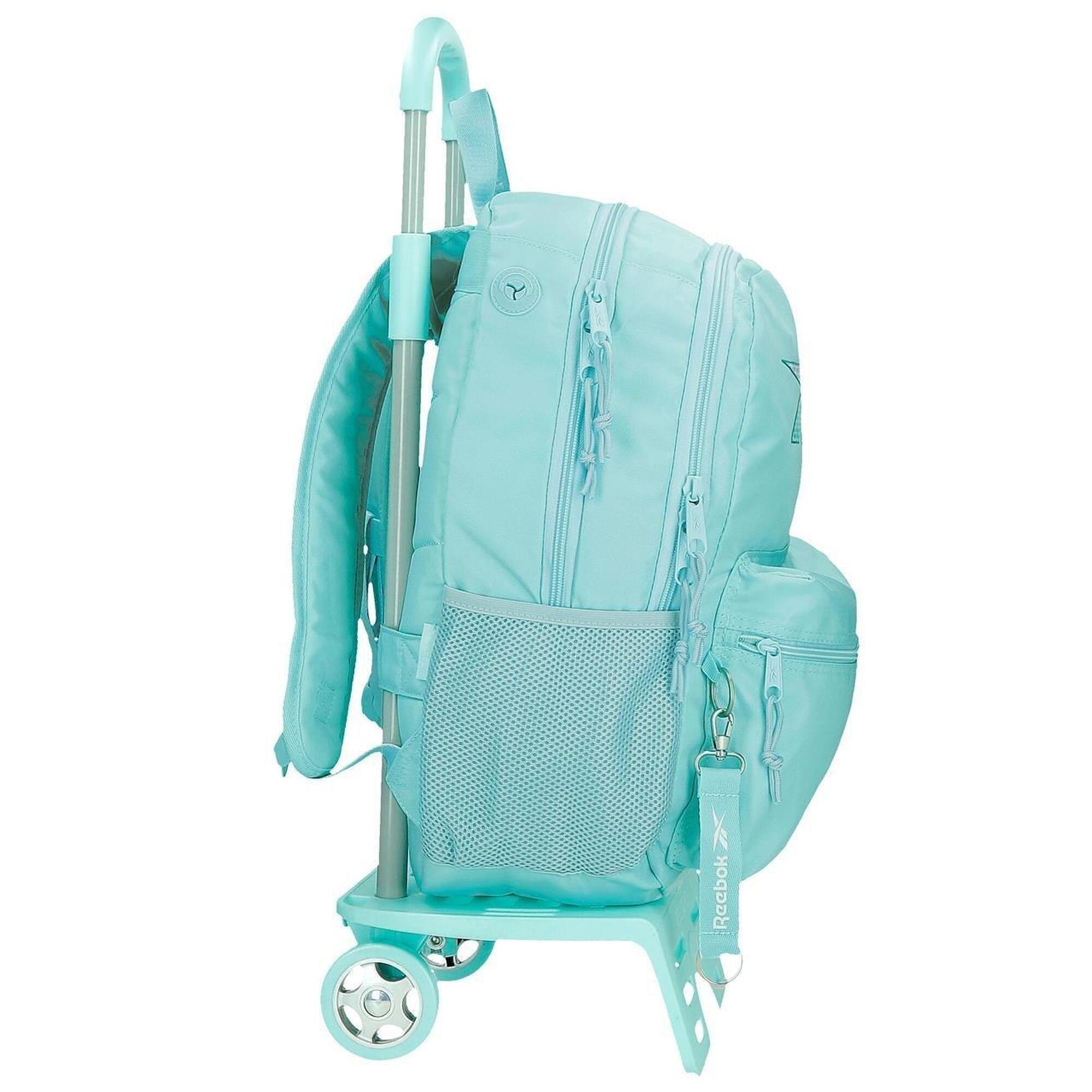 Mochila escolar  con carro Reebok Ann 44cm Turquesa