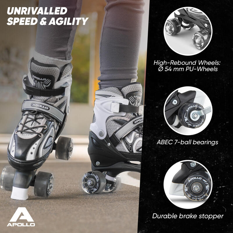 Super Quad X Pro, patins LED réglables, Noir - M (35-38)