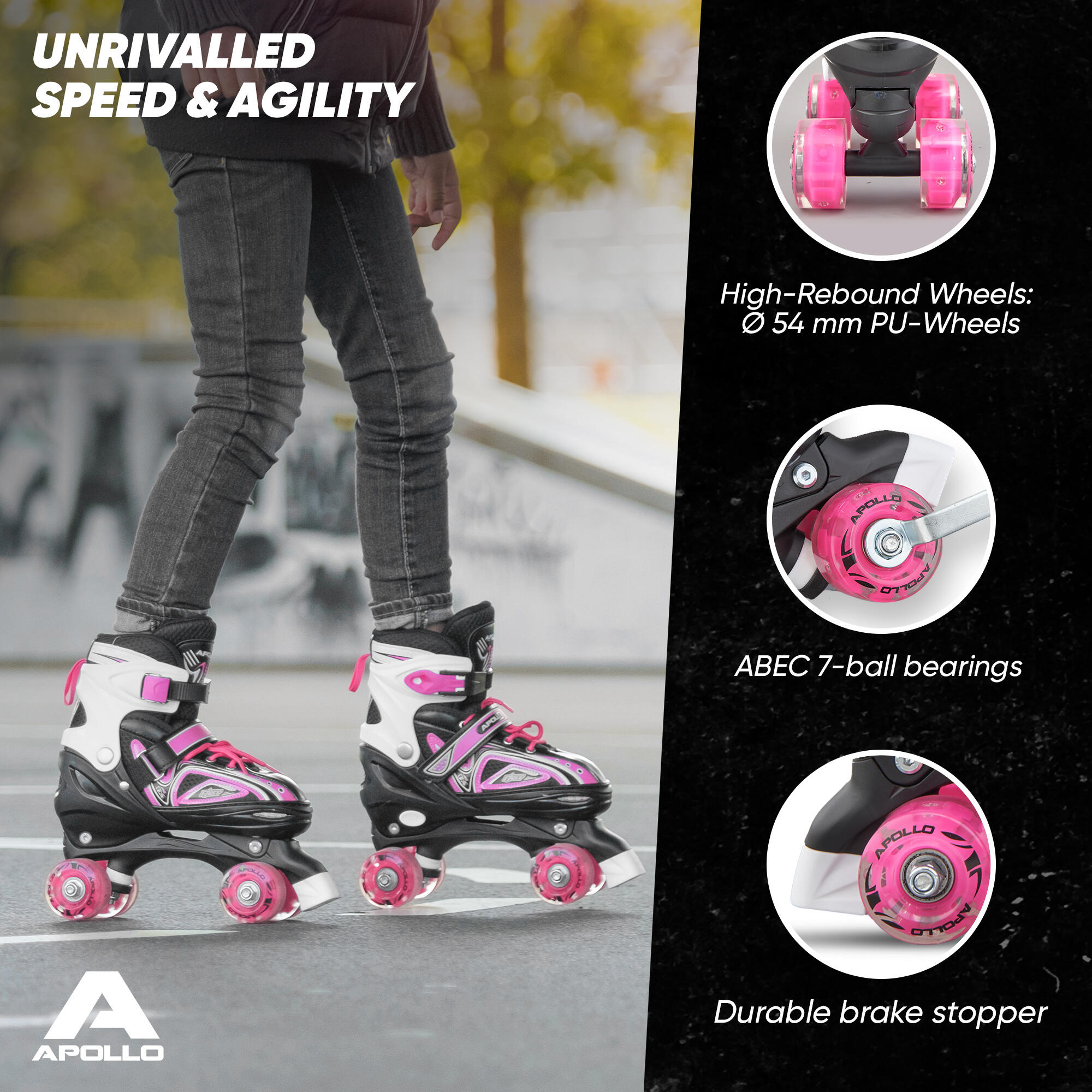 'Super Quad X Pro' verstellbare Rollschuhe für Kinder, Größe 31-42 5/7