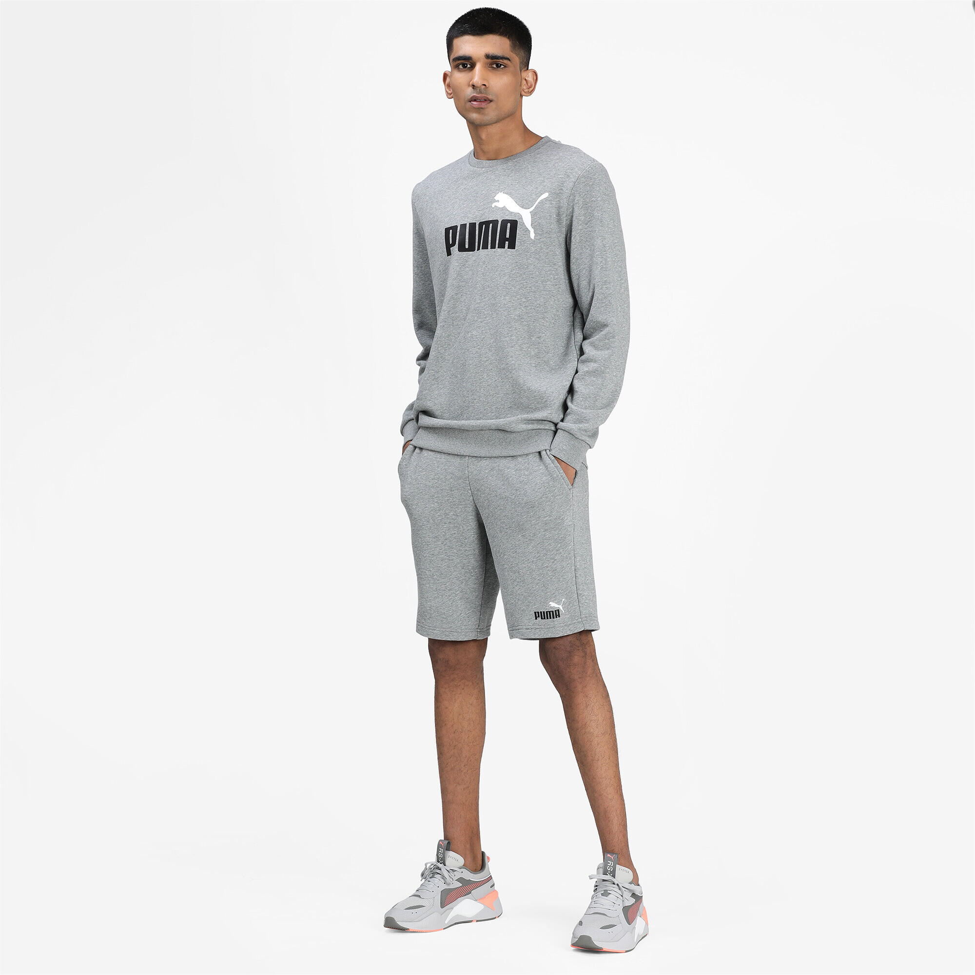 Mens Shorts Puma Mens Ess+ 2 Col Shorts Cotton Short Grey 586766 ...