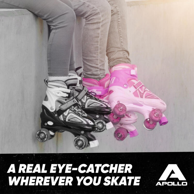 Super Quad X Pro, patins LED réglables, Blanc/Rose - S (31-34)