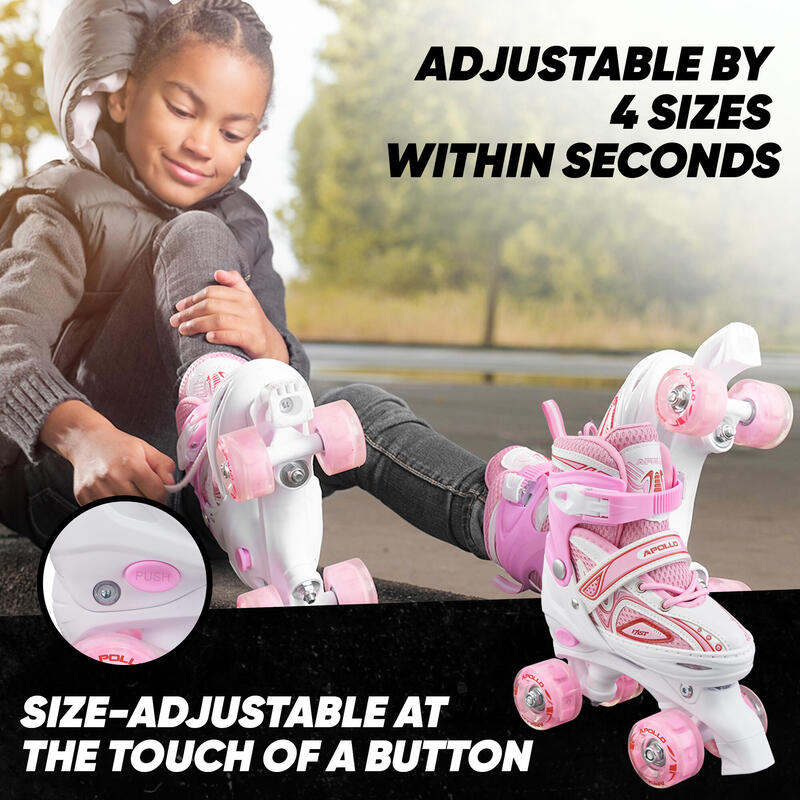 Super Quad X Pro, patins LED réglables, Blanc/Rose - S (31-34)