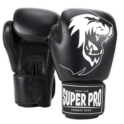 Warrior se lederen (kick)bokshandschoenen - zwart/wit