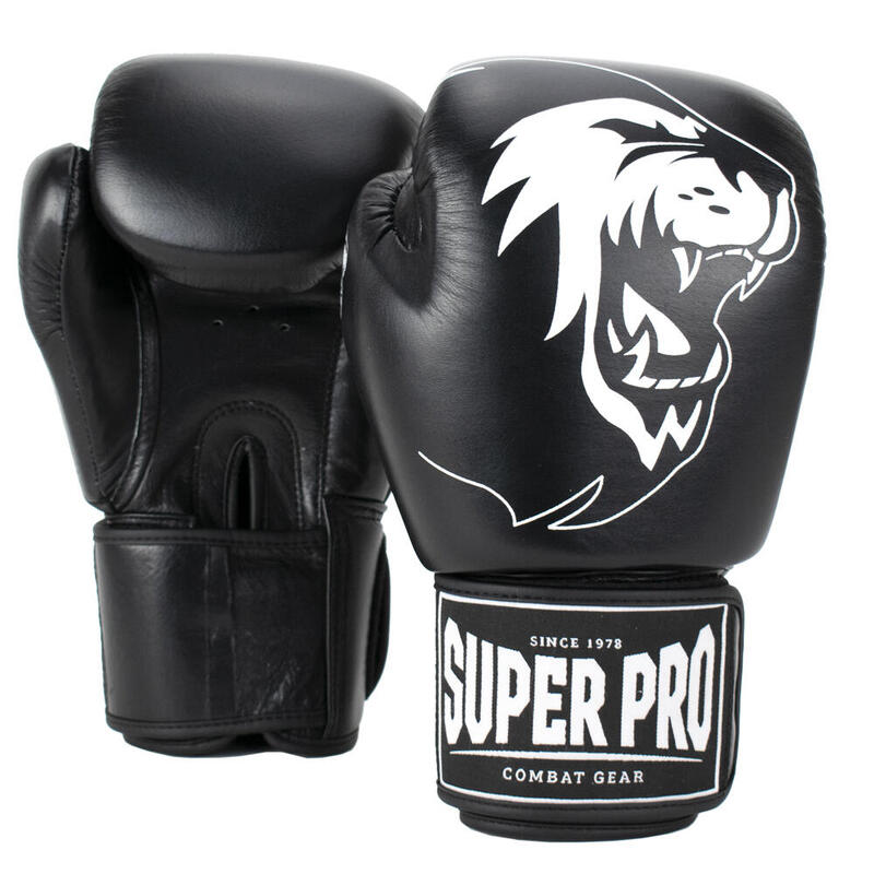 Super Pro Gant de boxe « Warrior », 12 oz, Noir-blanc