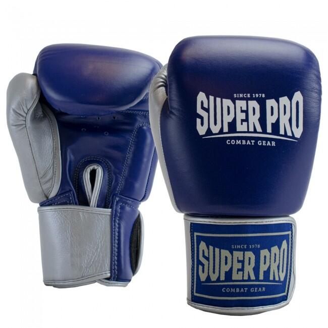 Guantes de boxeo de cuero - Enforcer - Azul/Plata/Blanco