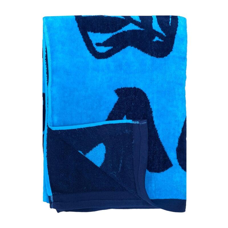 Serviette de plage éponge velours Jacquard Zalia 90x170 400 g/m² bleu