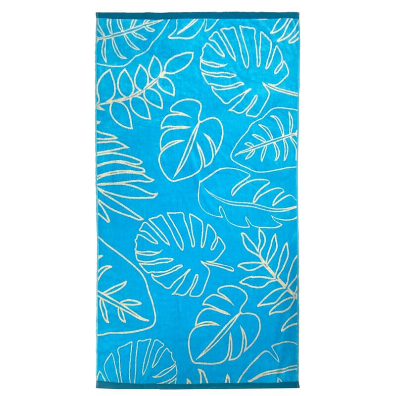 Serviette de plage éponge velours Jacquard Kentia 100x175 470 g/m² bleu