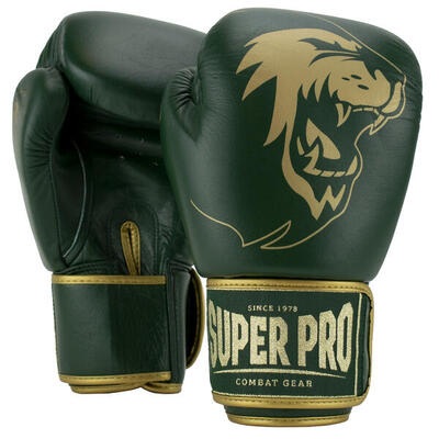 Warrior se lederen (kick)bokshandschoenen - groen/goud