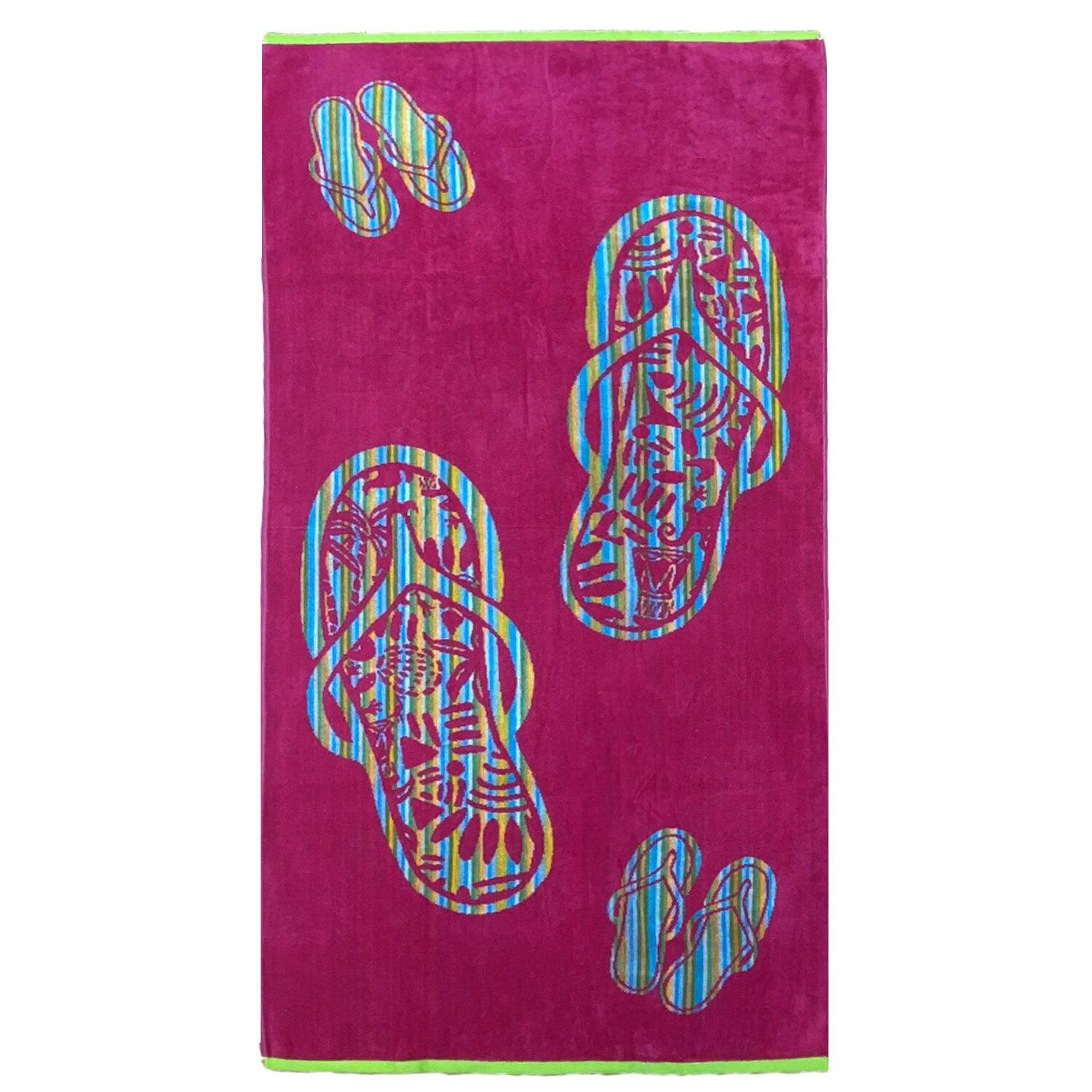 LE COMPTOIR DE LA PLAGE Jacquard fluweel badstof strandlaken Habra 75x150 400g/m² roze