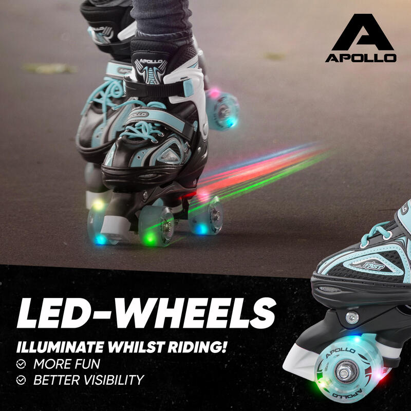 Super Quad X Pro, patins LED réglables, Menthe - L (39-42)