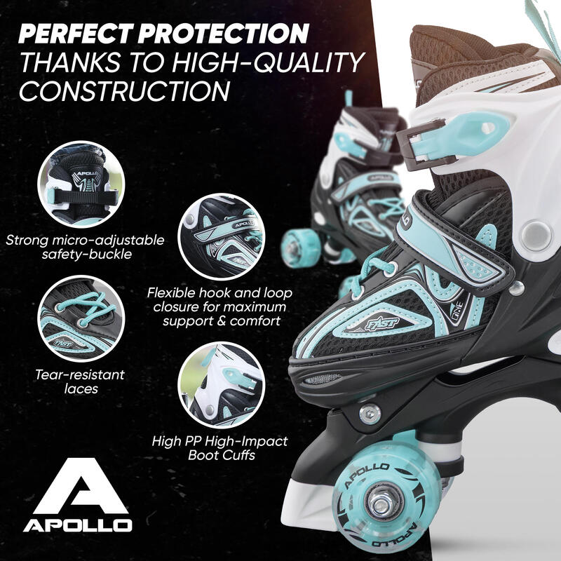Super Quad X Pro, patins LED réglables, Menthe - L (39-42)