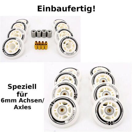 INSTINCT 78mm Inline 8 Rollen montiert ABEC 9, 6mm Spacer für Rollerblade Skate