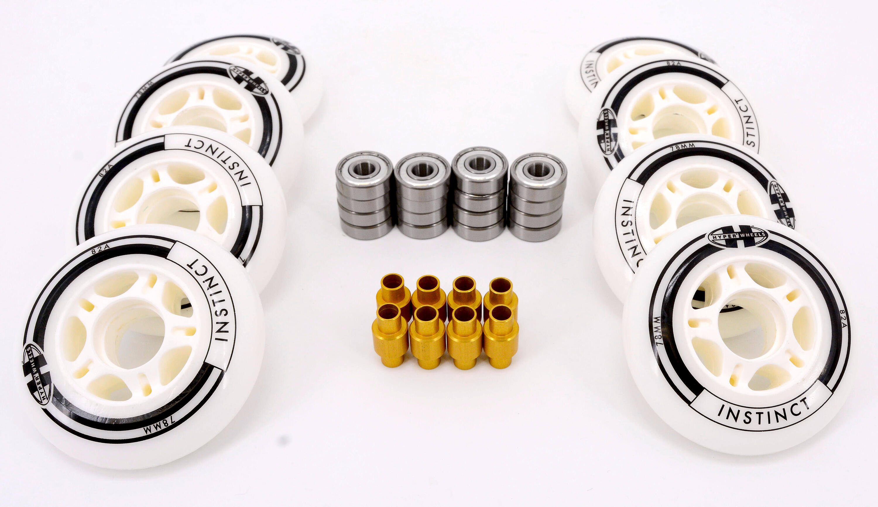INSTINCT 78mm Inline 8 Rollen montiert ABEC 7, 6mm Spacer für Rollerblade Skate 2/3